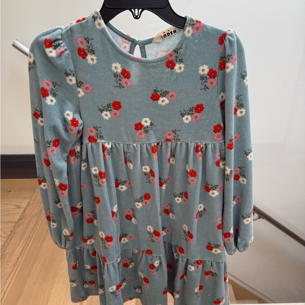 Mini Boden Kids Dress - Blue with Red and White Floral